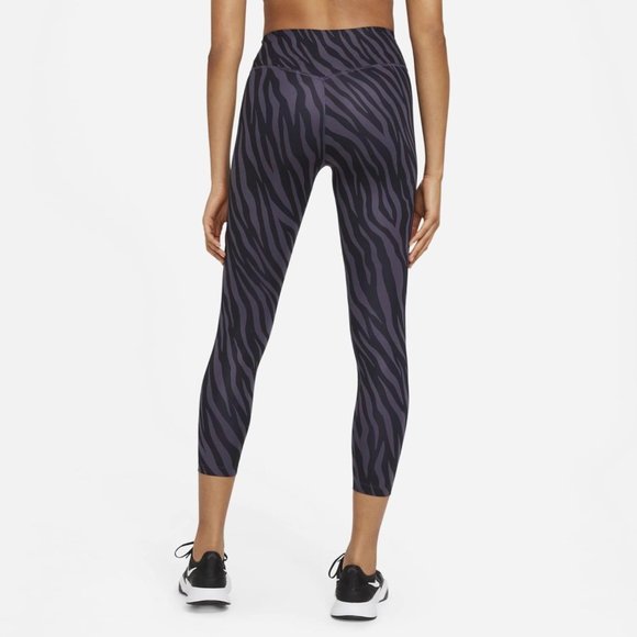 Nike Women's One Icon Clash Printed Cropped Training Tights DC5276-573 Small New - Picture 2 of 5